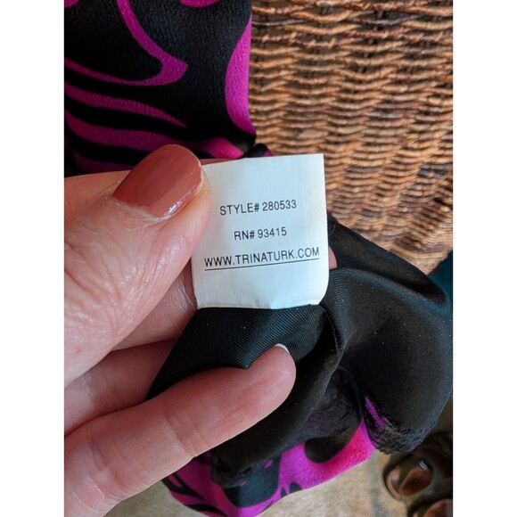 Trina Turk 100% Silk Abstract Print Midi Dress Women's 12 Wedding Party Cocktail - Picture 8 of 8